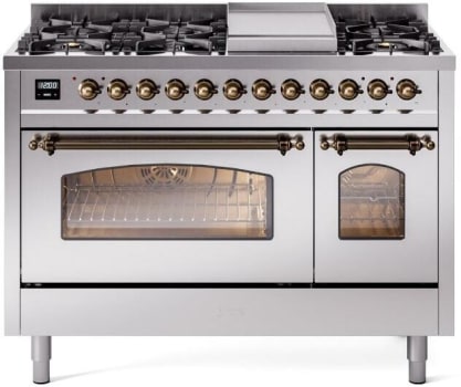 Ilve Nostalgie II Collection UP48FNMPSSBLP - 48 Inch Freestanding Dual Fuel Range in Front View
