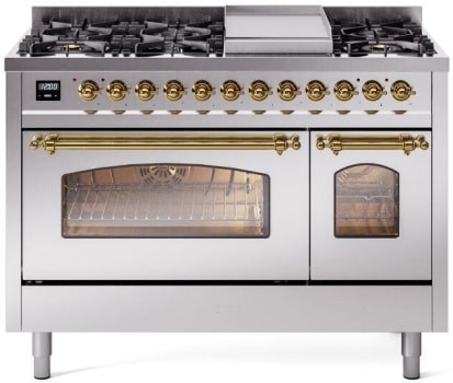 Ilve Nostalgie II Collection UP48FNMPSSG - 48 Inch Freestanding Dual Fuel Range in Front View