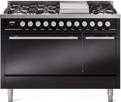 Ilve Professional Plus II UP48FQMPBK - 48 Inch Freestanding Dual Fuel Range (Solid Oven Doors)