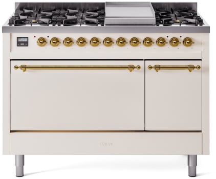 Ilve Nostalgie II Collection UP48FQNMPAWGLP - 48 Inch Freestanding Dual Fuel Range in Front View