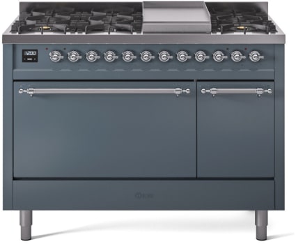 Ilve Nostalgie II Collection UP48FQNMPBGCLP - 48 Inch Freestanding Dual Fuel Range in Front View
