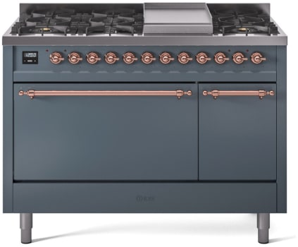 Ilve Nostalgie II Collection UP48FQNMPBGP - 48 Inch Freestanding Dual Fuel Range in Front View