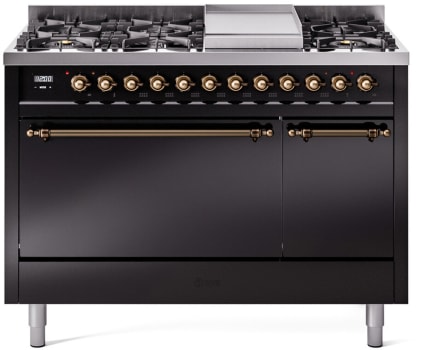 Ilve Nostalgie II Collection UP48FQNMPBKBLP - 48 Inch Freestanding Dual Fuel Range in Front View