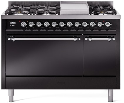 Ilve Nostalgie II Collection UP48FQNMPBKCLP - 48 Inch Freestanding Dual Fuel Range in Front View