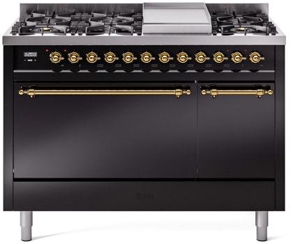 Ilve Nostalgie II Collection UP48FQNMPBKGLP - 48 Inch Freestanding Dual Fuel Range in Front View