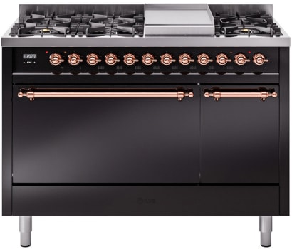 Ilve Nostalgie II Collection UP48FQNMPBKP - 48 Inch Freestanding Dual Fuel Range in Front View