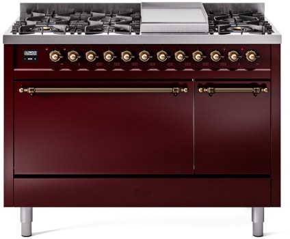 Ilve Nostalgie II Collection UP48FQNMPBUBLP - 48 Inch Freestanding Dual Fuel Range in Front View
