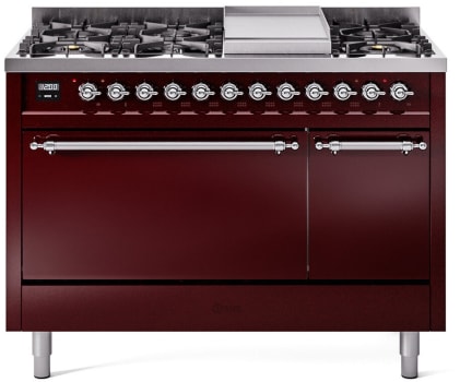 Ilve Nostalgie II Collection UP48FQNMPBUCLP - 48 Inch Freestanding Dual Fuel Range in Front View