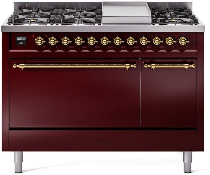Ilve Nostalgie II Collection UP48FQNMPBUGLP - 48 Inch Freestanding Dual Fuel Range in Front View
