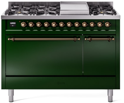 Ilve Nostalgie II Collection UP48FQNMPEGBLP - 48 Inch Freestanding Dual Fuel Range in Front View