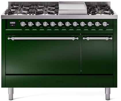 Ilve Nostalgie II Collection UP48FQNMPEGCLP - 48 Inch Freestanding Dual Fuel Range in Front View