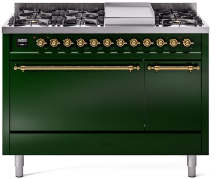 Ilve Nostalgie II Collection UP48FQNMPEGGLP - 48 Inch Freestanding Dual Fuel Range in Front View