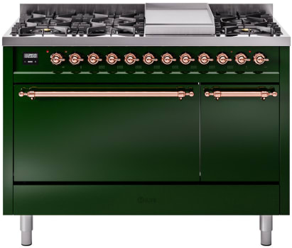 Ilve Nostalgie II Collection UP48FQNMPEGPLP - 48 Inch Freestanding Dual Fuel Range in Front View