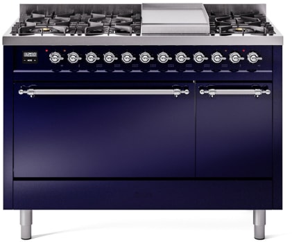 Ilve Nostalgie II Collection UP48FQNMPMBCLP - 48 Inch Freestanding Dual Fuel Range in Front View