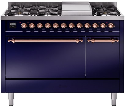 Ilve Nostalgie II Collection UP48FQNMPMBPLP - 48 Inch Freestanding Dual Fuel Range in Front View