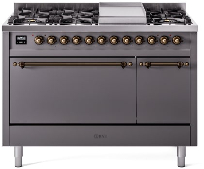 Ilve Nostalgie II Collection UP48FQNMPMGBLP - 48 Inch Freestanding Dual Fuel Range in Front View