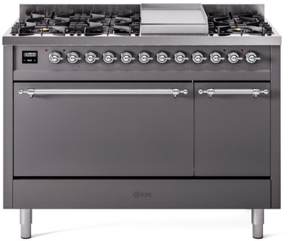 Ilve Nostalgie II Collection UP48FQNMPMGCLP - 48 Inch Freestanding Dual Fuel Range in Front View