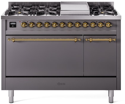 Ilve Nostalgie II Collection UP48FQNMPMGGLP - 48 Inch Freestanding Dual Fuel Range in Front View