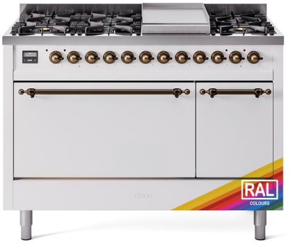 Ilve Nostalgie II Collection UP48FQNMPRABLP - 48 Inch Freestanding Dual Fuel Range in Front View