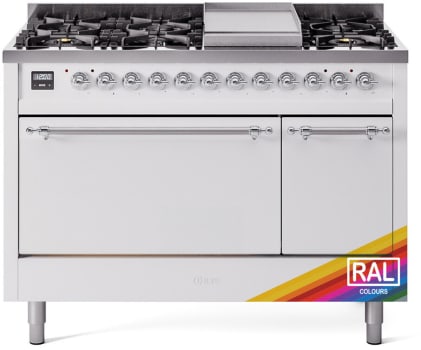 Ilve Nostalgie II Collection UP48FQNMPRACLP - 48 Inch Freestanding Dual Fuel Range in Front View
