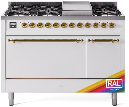 Ilve Nostalgie II Collection UP48FQNMPRAGLP - 48 Inch Freestanding Dual Fuel Range in Front View