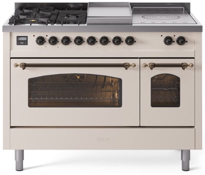 Ilve Nostalgie II Collection UP48FSNMPAWBLP - 48 Inch Freestanding Dual Fuel Range in Front View