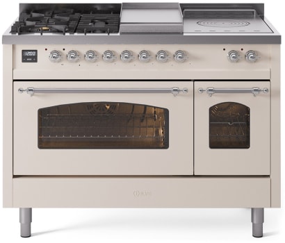 Ilve Nostalgie II Collection UP48FSNMPAWCLP - 48 Inch Freestanding Dual Fuel Range in Front View