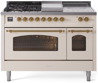 Ilve Nostalgie II Collection UP48FSNMPAWGLP - 48 Inch Freestanding Dual Fuel Range in Front View