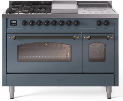 Ilve Nostalgie II Collection UP48FSNMPBGBLP - 48 Inch Freestanding Dual Fuel Range in Front View