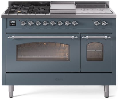 Ilve Nostalgie II Collection UP48FSNMPBGCLP - 48 Inch Freestanding Dual Fuel Range in Front View