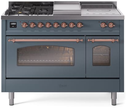 Ilve Nostalgie II Collection UP48FSNMPBGP - 48 Inch Freestanding Dual Fuel Range in Front View