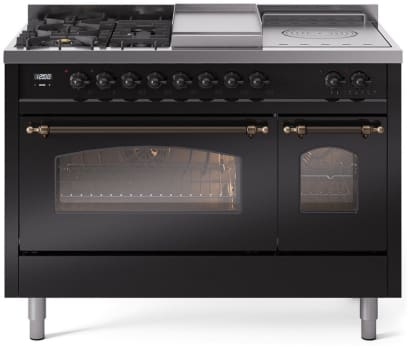 Ilve Nostalgie II Collection UP48FSNMPBKBLP - 48 Inch Freestanding Dual Fuel Range in Front View