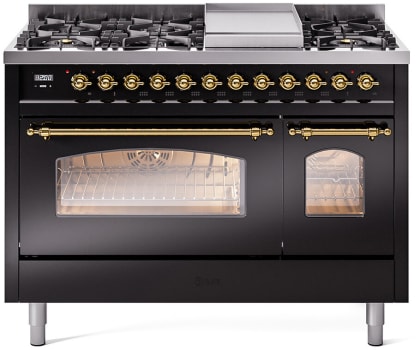 Ilve Nostalgie II Collection UP48FSNMPBKGLP - 48 Inch Freestanding Dual Fuel Range
