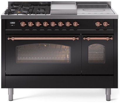 Ilve Nostalgie II Collection UP48FSNMPBKP - 48 Inch Freestanding Dual Fuel Range in Front View