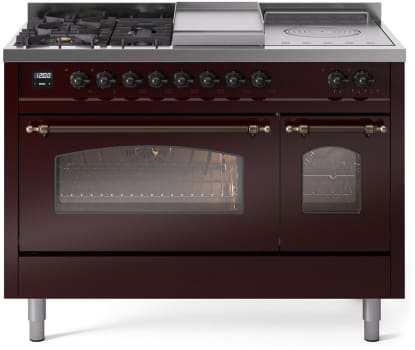 Ilve Nostalgie II Collection UP48FSNMPBUBLP - 48 Inch Freestanding Dual Fuel Range in Front View