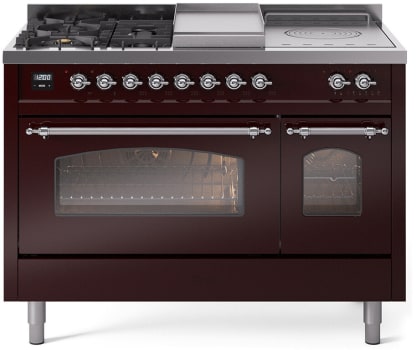 Ilve Nostalgie II Collection UP48FSNMPBUCLP - 48 Inch Freestanding Dual Fuel Range in Front View