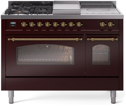 Ilve Nostalgie II Collection UP48FSNMPBUG - 48 Inch Freestanding Dual Fuel Range in Front View