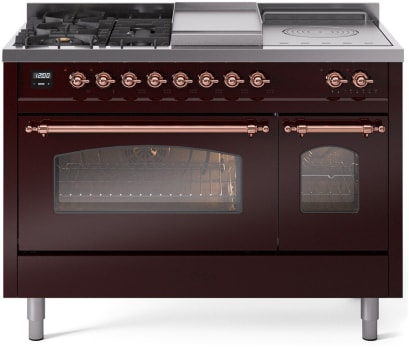 Ilve Nostalgie II Collection UP48FSNMPBUPLP - 48 Inch Freestanding Dual Fuel Range in Front View