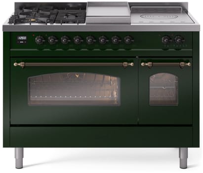 Ilve Nostalgie II Collection UP48FSNMPEGBLP - 48 Inch Freestanding Dual Fuel Range in Front View