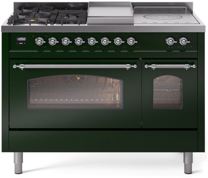 Ilve Nostalgie II Collection UP48FSNMPEGCLP - 48 Inch Freestanding Dual Fuel Range in Front View