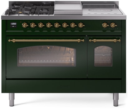 Ilve Nostalgie II Collection UP48FSNMPEGGLP - 48 Inch Freestanding Dual Fuel Range in Front View