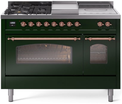 Ilve Nostalgie II Collection UP48FSNMPEGPLP - 48 Inch Freestanding Dual Fuel Range in Front View