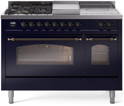 Ilve Nostalgie II Collection UP48FSNMPMBBLP - 48 Inch Freestanding Dual Fuel Range in Front View