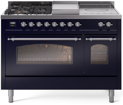 Ilve Nostalgie II Collection UP48FSNMPMBCLP - 48 Inch Freestanding Dual Fuel Range in Front View