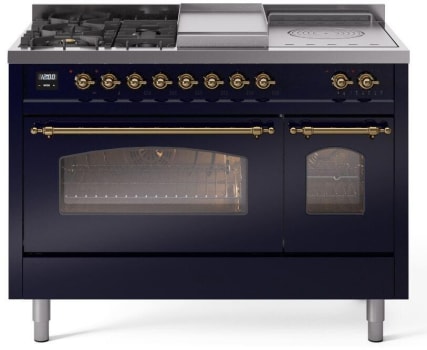 Ilve Nostalgie II Collection UP48FSNMPMBGLP - 48 Inch Freestanding Dual Fuel Range in Front View