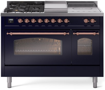 Ilve Nostalgie II Collection UP48FSNMPMBPLP - 48 Inch Freestanding Dual Fuel Range in Front View