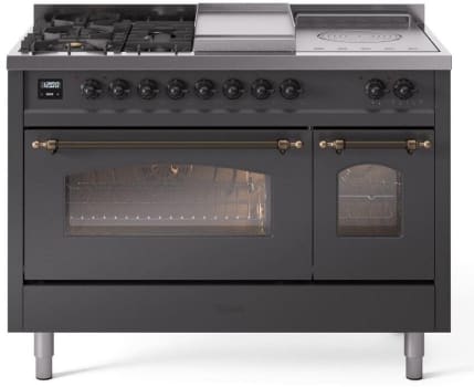 Ilve Nostalgie II Collection UP48FSNMPMGBLP - 48 Inch Freestanding Dual Fuel Range in Front View
