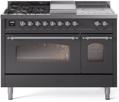 Ilve Nostalgie II Collection UP48FSNMPMGCLP - 48 Inch Freestanding Dual Fuel Range in Front View