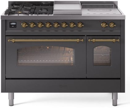 Ilve Nostalgie II Collection UP48FSNMPMGGLP - 48 Inch Freestanding Dual Fuel Range in Front View