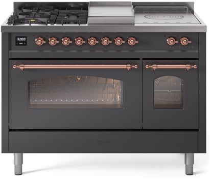 Ilve Nostalgie II Collection UP48FSNMPMGPLP - 48 Inch Freestanding Dual Fuel Range in Front View